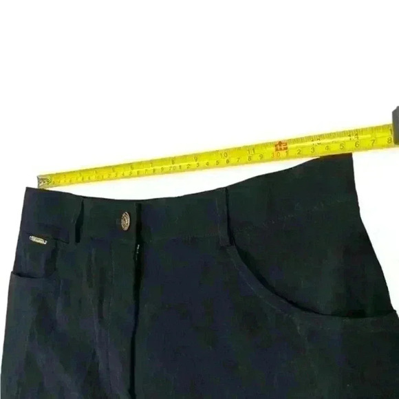 Vintage ST JOHN SPORT by Marie Gray Black Faux Suede Straight Pants Poly Blend 6 - Picture 7 of 12